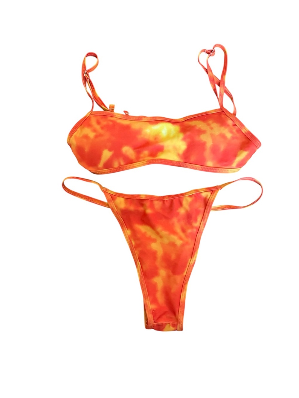 Two-Piece Orange Tie-Dye Bikini Set